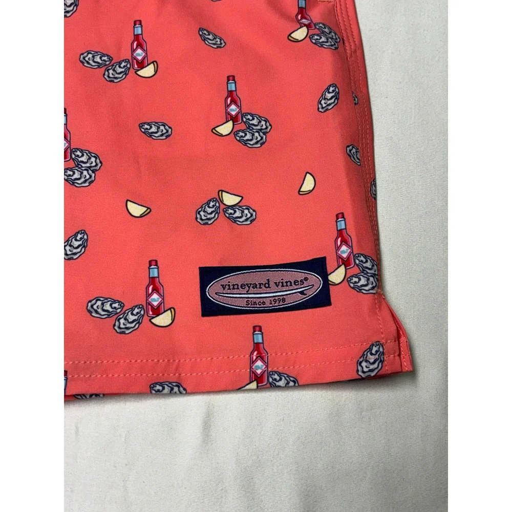 Vineyard Vines Mens XL W36 L5 Chappy‎ Swim Trunks Coral Oyster Hot Sauce